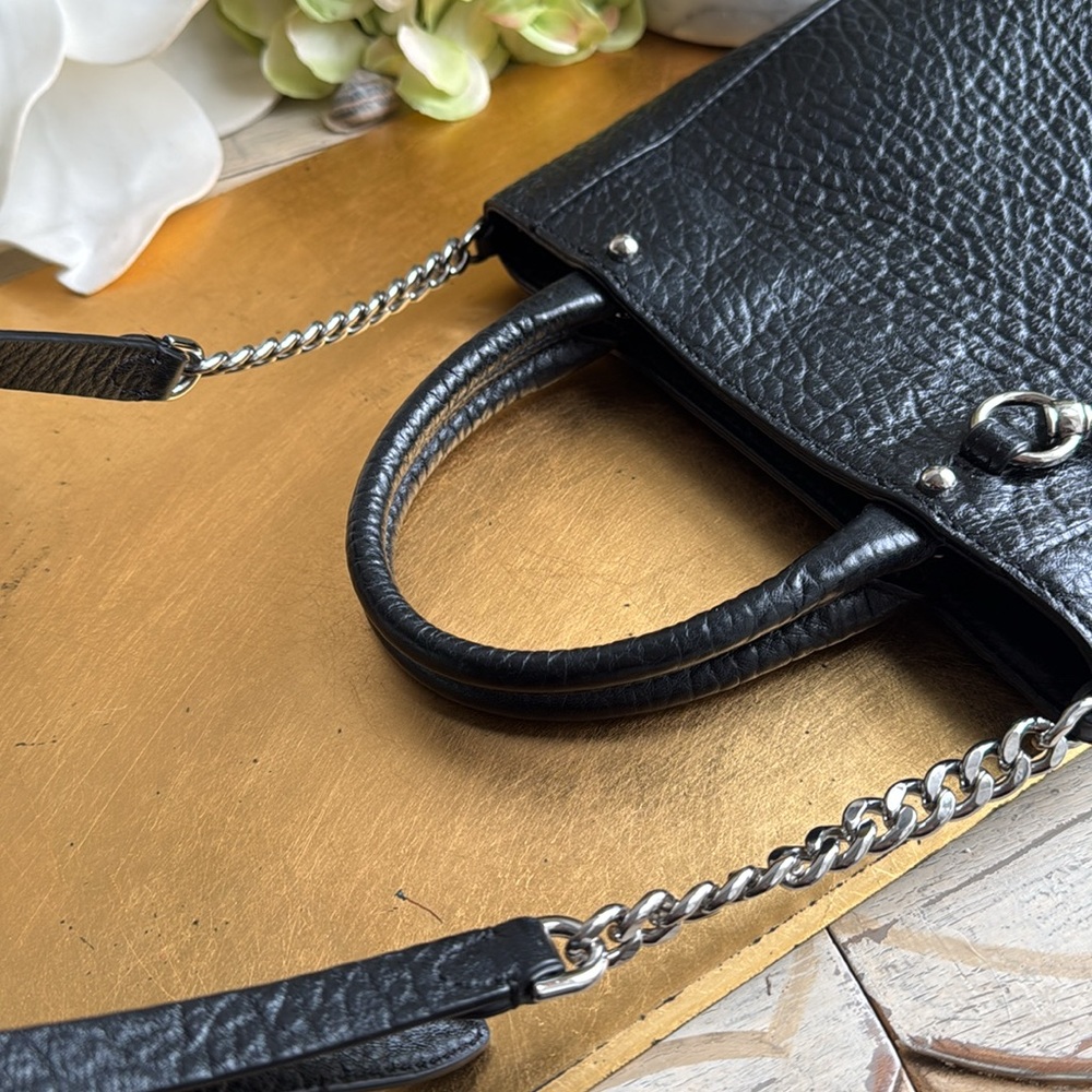 Rebecca Minkoff Chain Top Handle Tote in Pebbled Black Leather - Picture 15 of 16